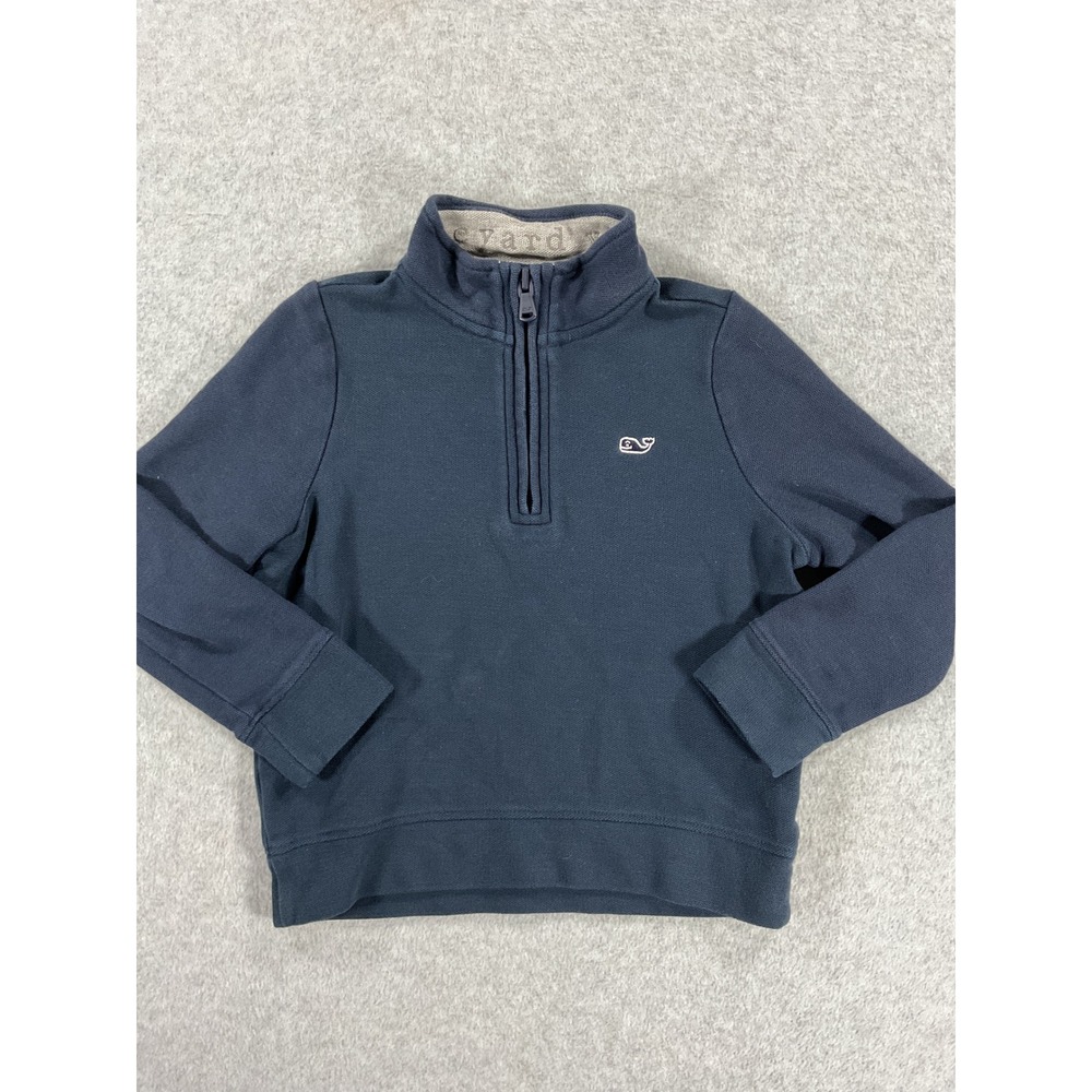 Vineyard Vines Boys Navy Blue Pima Cotton Quarter Zip Pullover Sweater 4T 2793